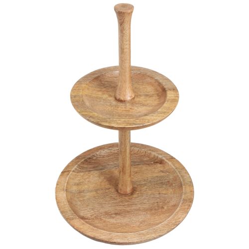 Etagere Holz Deko 2-stöckig Natur Rund Ø31/20cm H45cm