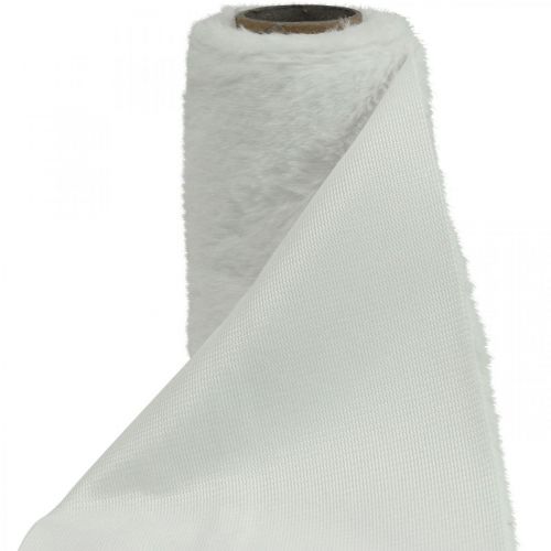 Floristik24 Tischläufer Kunstfell Weiß Dekofell Tischband 15×200cm