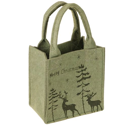Artikel Filztasche Merry Christmas klein mit Henkeln Grün 15×10cm