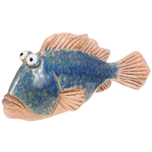 Fisch Deko Keramik Blau Natur Sommerdeko 22×7×11cm