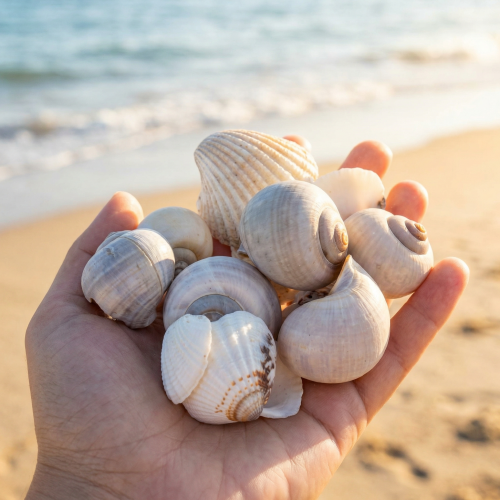 Artikel Natürliche Muscheln und Schnecken 500g - Maritime Dekoration in Naturfarben für Innenräume
