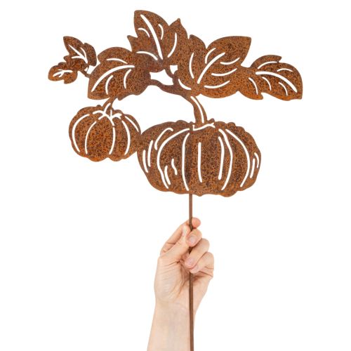 Artikel Gartenstecker Metall Kürbis Rostoptik 100cm für Herbstdekoration