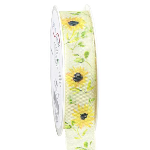 Floristik24 Geschenkband Sonnenblumen Seidenband Gelb 25mm 18m