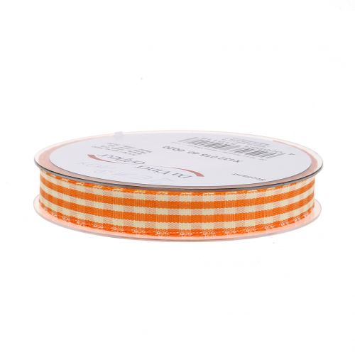 Artikel Geschenkband Karo Orange 15mm 20m