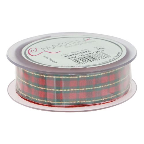 Artikel Geschenkband kariert Stoffband Rot Grün Schottisch 25mm 20m