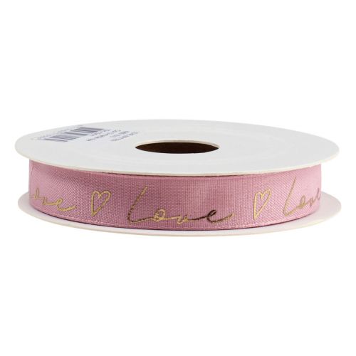 Artikel Geschenkband mit Herzen Dekoband Rosa Gold 15mm 15m