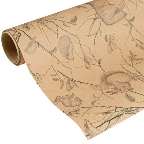 Floristik24 Geschenkpapier Tiere Wald in Braun Blau 70cm x 200cm