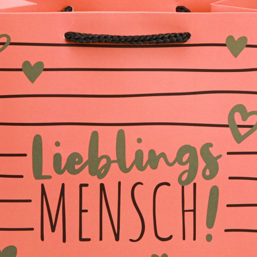 Artikel Geschenktüte mit Herzen „Lieblingsmensch“ Papier 18×10×23cm