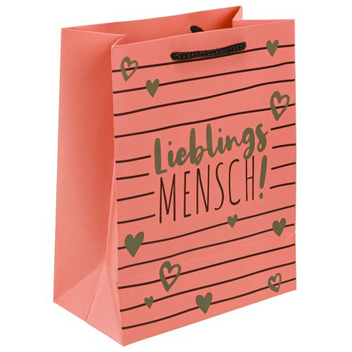 Artikel Geschenktüte mit Herzen „Lieblingsmensch“ Papier 18×10×23cm