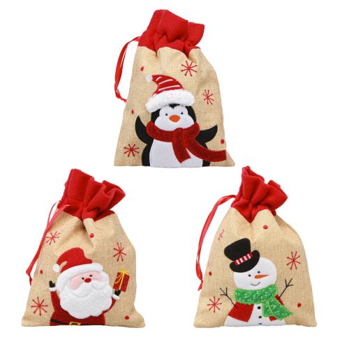 Floristik24 Geschenktüten Weihnachten Nikolaus Jute Optik 20×23cm 3St