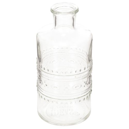 Artikel Glasflasche zylindrisch klar mit Muster 15 cm, 6er-Set