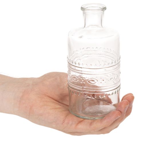 Artikel Glasflasche zylindrisch klar mit Muster 15 cm, 6er-Set