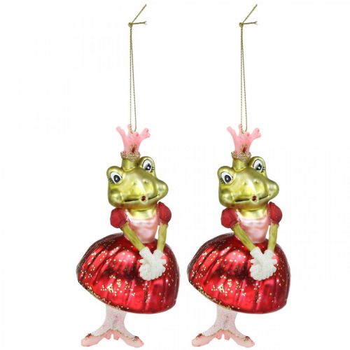 Artikel Froschprinzessin, Christbaumschmuck, Märchendeko, Baumanhänger Echtglas H14cm 2St