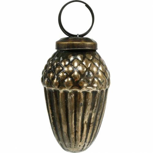 Floristik24 Christbaumschmuck Glas-Eicheln zum Hängen Braun, Golden 6cm 3St