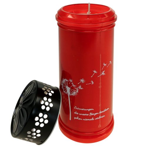 Artikel Grabkerze mit Spruch Mit Motiv Rot Ø7,5cm H21cm 110h