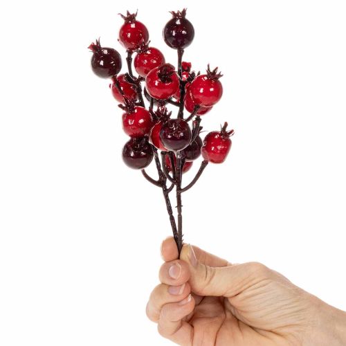 Artikel Künstliche Granatapfelzweige 19 cm, 4 Stück, rot, für Vase und Gestecke