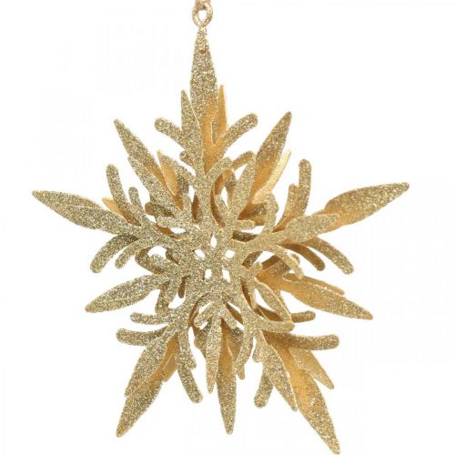 Floristik24 Schneeflocke, Christbaumschmuck, Fensterdeko Weihnachten Golden 12cm 4St