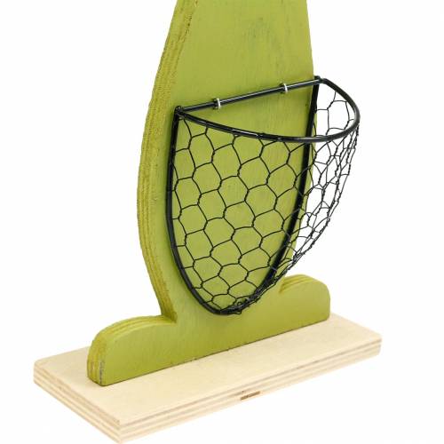 Floristik24 Osterhasen mit Korb Grün, Frühling, Deko-Pflanzkorb, Osterdeko Hase aus Holz 2St