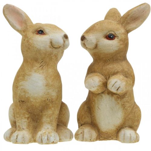 Artikel Hase sitzend, Keramikdeko, Ostern, Hasenpaar Braun H15cm 2er-Set