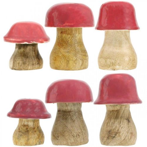 Floristik24 Herbstdeko Deko Pilze aus Holz Lila Holzpilze H5-7cm 6St