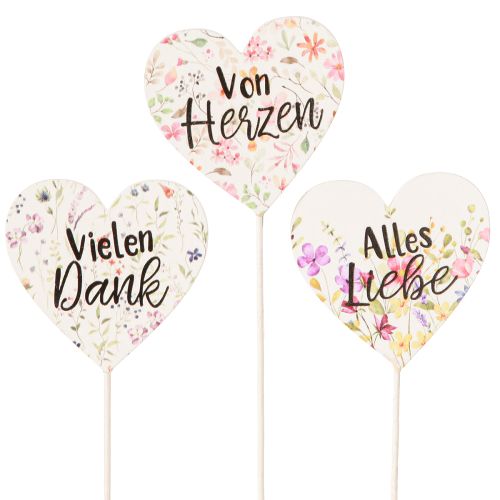 Artikel Herz-Pflanzenstecker mit Botschaft – Deko für Blumen & Geschenke 7cm x 7cm 12 St
