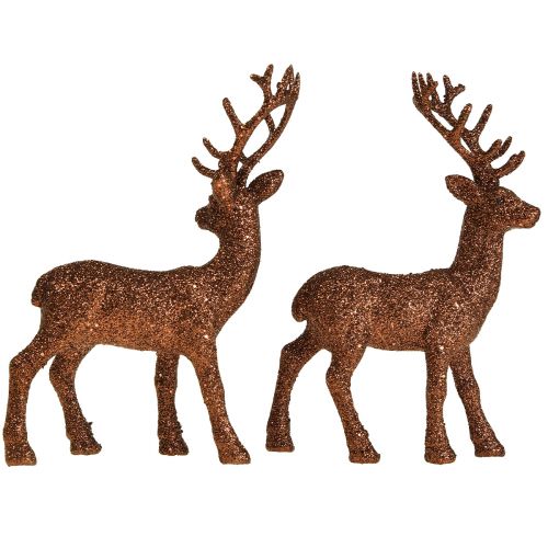 Floristik24 Hirsch Deko Rentier Kupfer Glitter Kalb Dekofigur H20,5cm 2er-Set