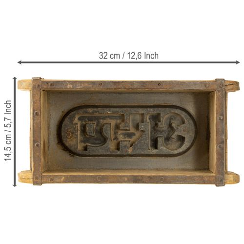 Artikel Holzdeko Vintage Look Ziegel-Form Braun, Rost 31×14,5cm H9cm