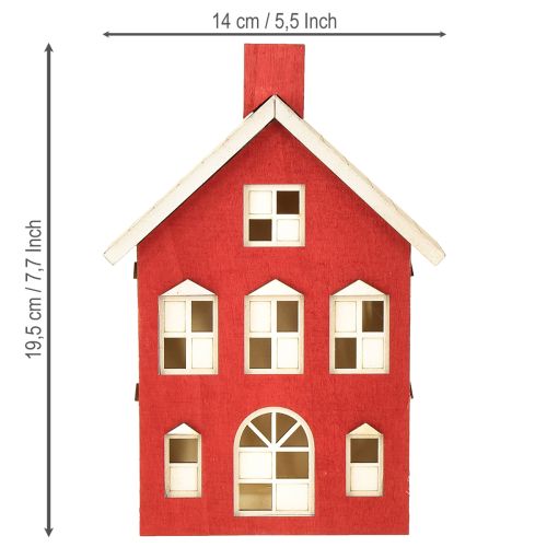 Artikel Holzhaus Deko Lichthaus Holz Rotweiß Für Batterie H19,5cm