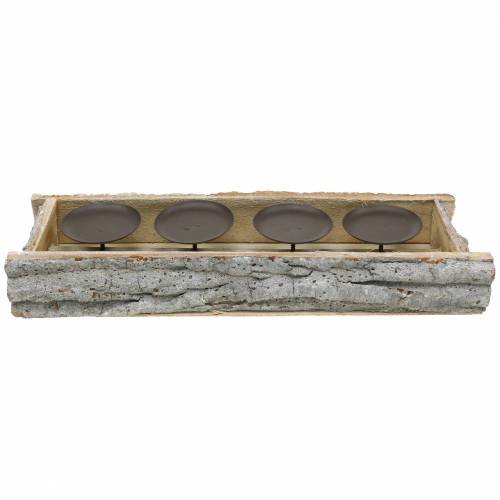 Floristik24 Kerzenhalter für 4 Kerzen Holz Weiß gewaschen 45cm