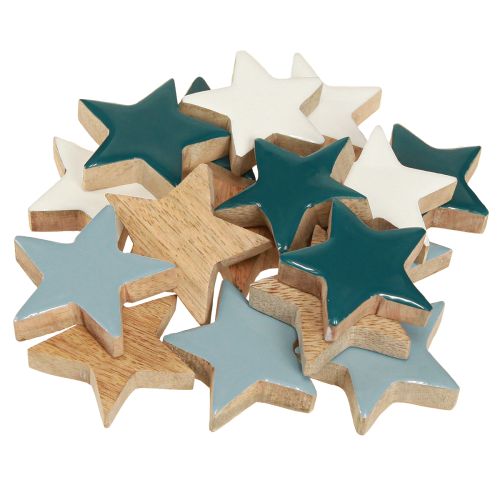 Artikel Holzsterne Tischdeko Sterne Weiß Blau Türkis 5cm 12 St