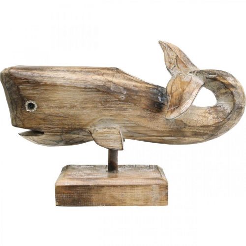 Floristik24 Wal Deko Holz Holzwal Maritime Dekoration Teak Natur 29cm