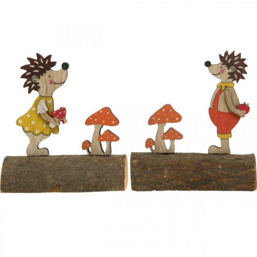 Artikel Igel mit Pilzen Herbstfigur Holzigel Gelb/Orange H11cm 6er-Set