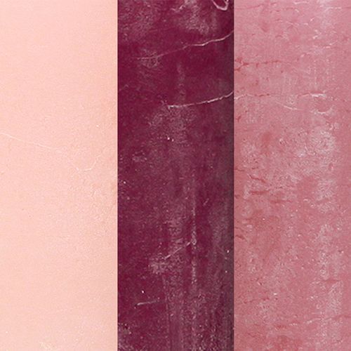 Artikel Kerzen Rosa Berry Stumpenkerzen 3 Farben 60x80mm 12 St