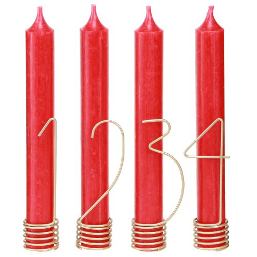Artikel Kerzendeko Advent Zahlen 1-4 Mattgold Metall H10cm 4 St