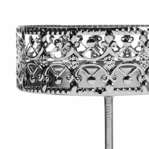 Artikel Florale Kerzenhalter zum Stecken Silbern Ø7,4cm H12,5cm Antik-Optik 4 St
