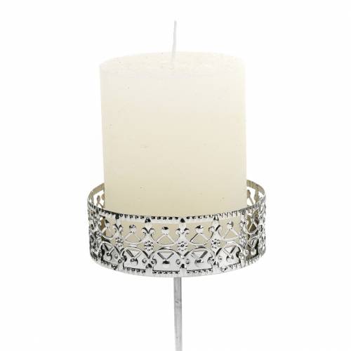 Artikel Florale Kerzenhalter zum Stecken Silbern Ø7,4cm H12,5cm Antik-Optik 4 St