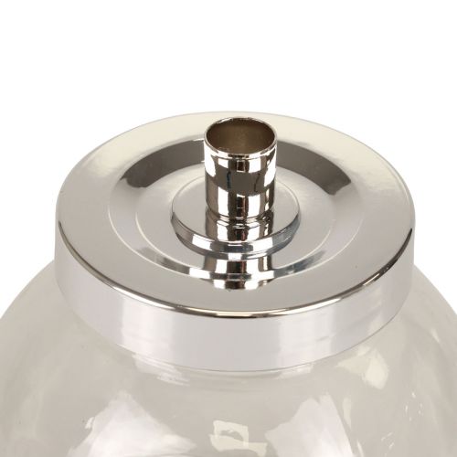 Artikel Kerzenständer Glas Metall Kerzenhalter Silber Ø10,5cm 4 St