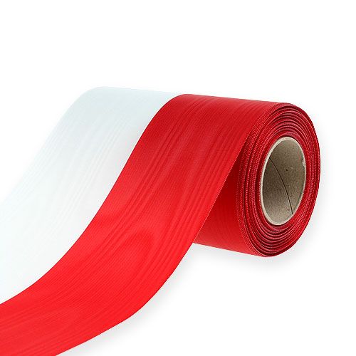 Kranzbänder Moiré Weiß-Rot 150 mm