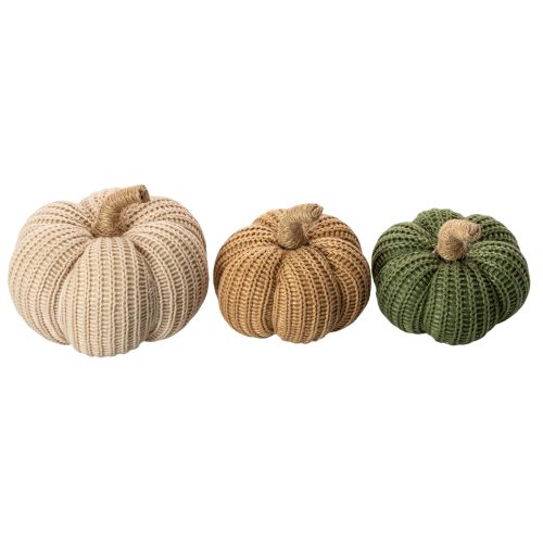 Artikel Gestrickte Deko-Kürbisse 10 cm und 8 cm 6er-Set Braun, Beige, Grün