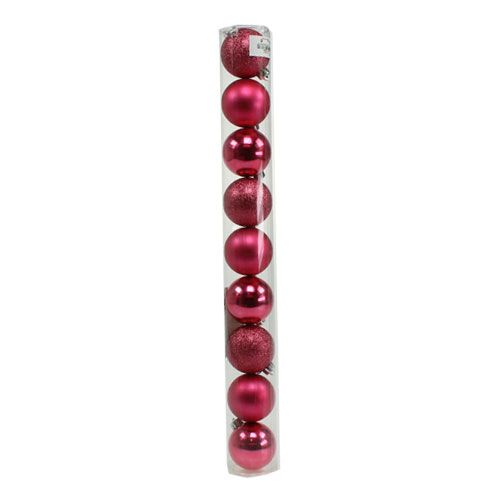 Floristik24 Weihnachtskugel Plastik Pink Ø5cm 9St