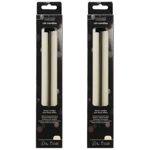 Artikel LED Stabkerzen mit Timer Rillenkerzen Creme 24,5cm 4St