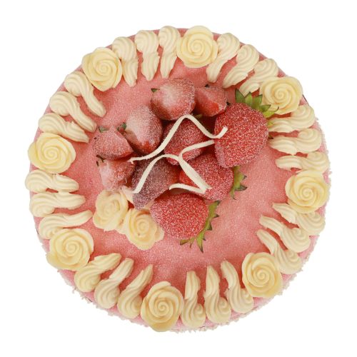 Floristik24 Lebensmittelattrappe, künstliche Torte Erdbeer-Sahne Ø23cm H9,5cm