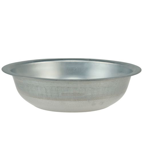 Floristik24 Metallschale Used Look Schale Groß Silbern Metall Ø39cm H12cm