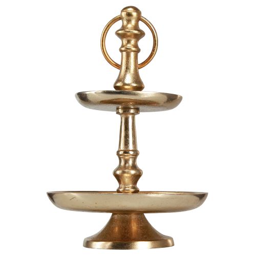 Floristik24 Mini Etagere Metall Deko Gold matt 2-stöckig Tischdeko H22cm