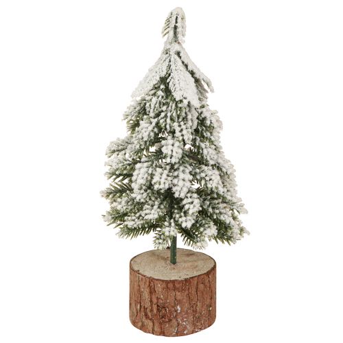 Floristik24 Mini Tannenbaum Holz Sockel Grün Weiß Ø8cm H18cm 3St