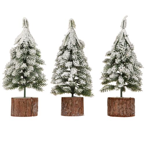 Artikel Mini Tannenbaum Holz Sockel Grün Weiß Ø8cm H18cm 3St