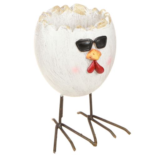 Mini Übertopf Ei Huhn mit Sonnenbrille und Füßen H12,5cm 2 St