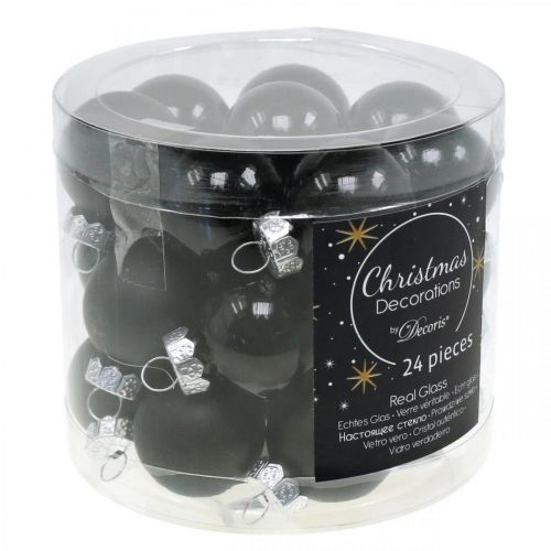 Artikel Mini Weihnachtskugeln Glas Schwarz Glanz/Matt Ø2,5cm 22 St
