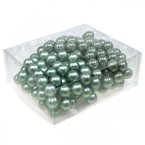 Floristik24 Mini Weihnachtskugeln am Draht Mint Spiegelbeeren 20mm 140St