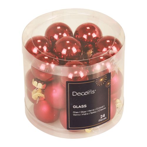 Artikel Mini Weihnachtskugeln Rot Matt/Glänzend Ø2,5cm 22 St